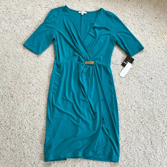 NWT, Sandra Darren, Wrap Styled Jade Dress! - Picture 6 of 8